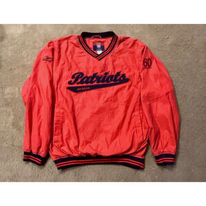 New England Patriots Windbreaker Mens L Lined Reebok Gridiron NFL Pullover EUC